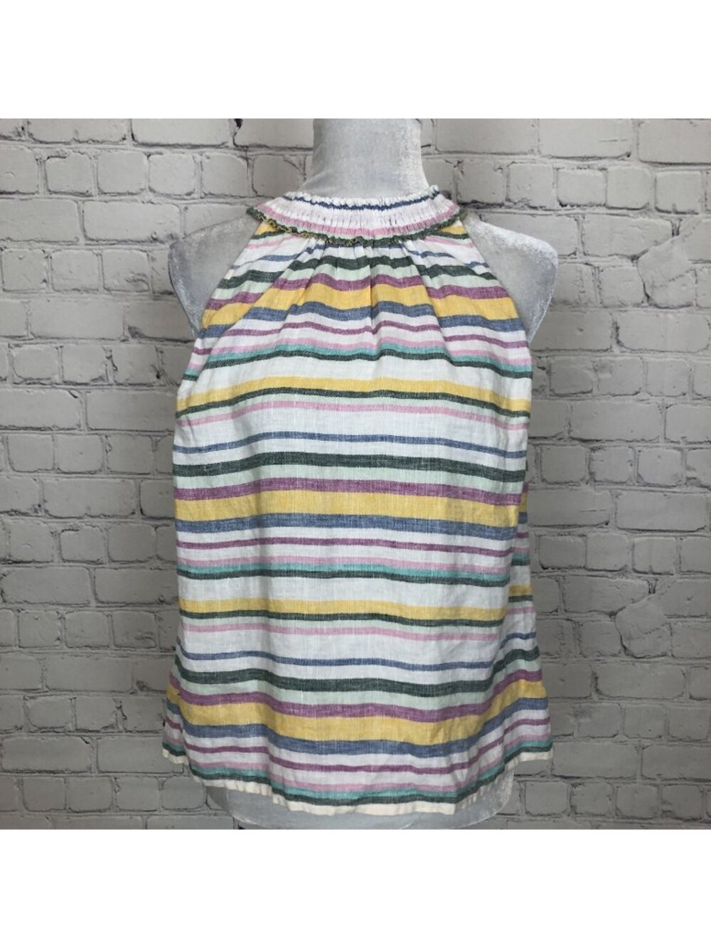 Talbots Striped 100% Linen Sleeveless Top Petite Size PS